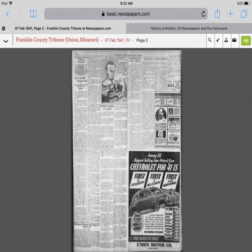History Unfolded: US Newspapers and the Holocaust